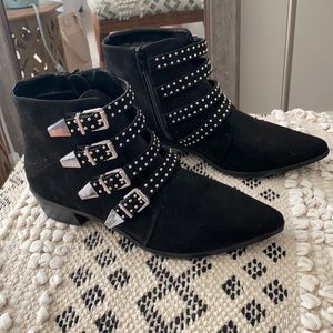 Express brand moto black suede booties